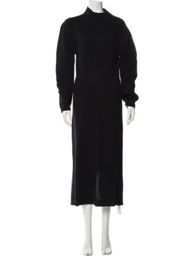 Pre-owned Ba&sh Wool Long Dress W/ Tags In Black