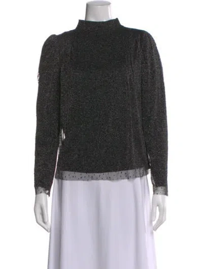 Pre-owned Ba&sh Wool Mock Neck Blouse In Black