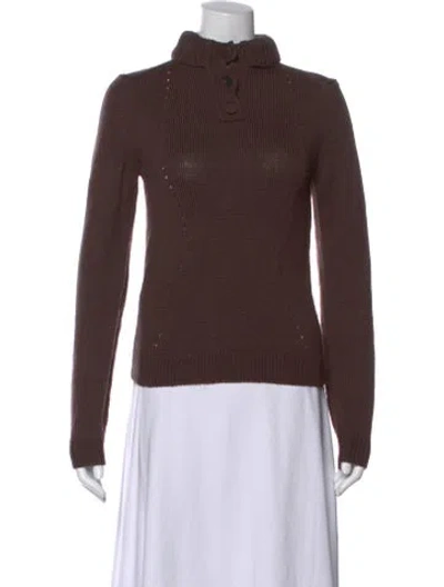 Pre-owned Ba&sh Wool Mock Neck Sweater In Brown