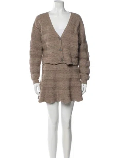 Pre-owned Ba&sh Wool Patterned Skirt Set In Brown
