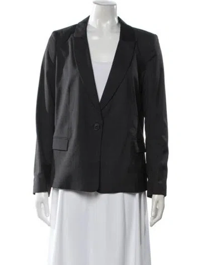 Pre-owned Ba&sh Wool Plaid Print Blazer In Black