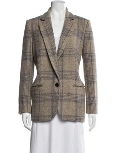Pre-owned Ba&sh Wool Plaid Print Blazer In Neutrals
