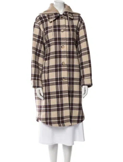 Pre-owned Ba&sh Wool Plaid Print Coat In Multi