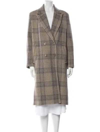Pre-owned Ba&sh Wool Plaid Print Coat In Multi