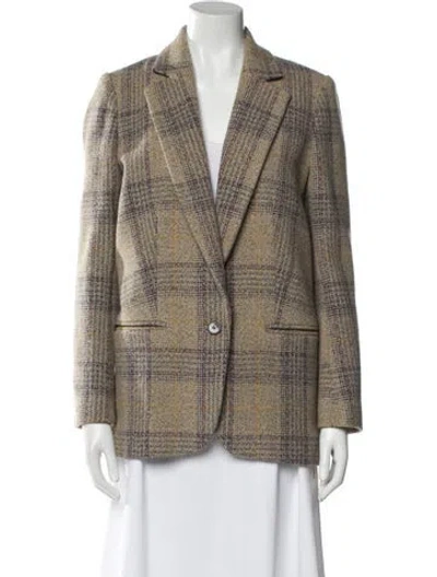 Pre-owned Ba&sh Wool Plaid Print Coat In Neutral