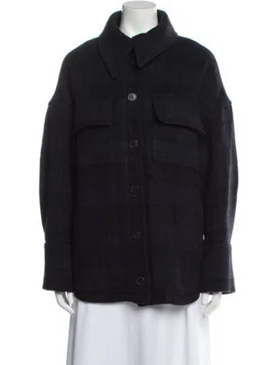 Pre-owned Ba&sh Wool Plaid Print Jacket In Black