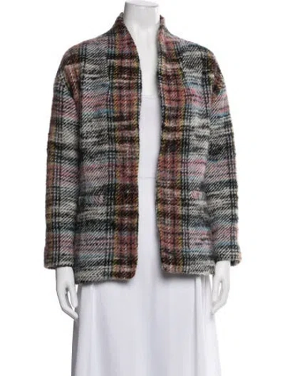Pre-owned Ba&sh Wool Plaid Print Jacket In Black