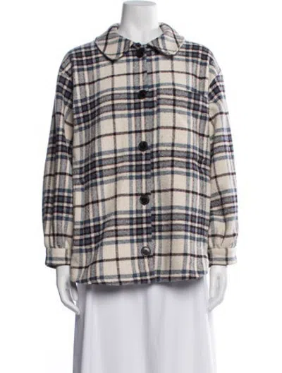 Pre-owned Ba&sh Wool Plaid Print Jacket In Neutrals