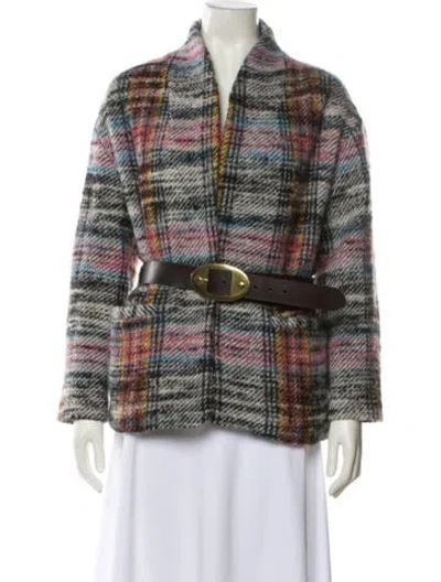 Pre-owned Ba&sh Wool Plaid Print Jacket W/ Tags In Multi