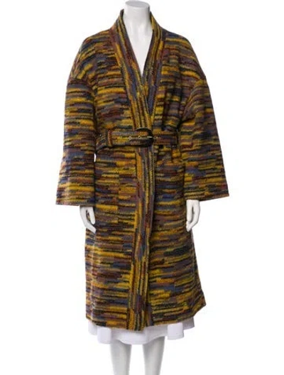 Pre-owned Ba&sh Wool Printed Coat In Yellow