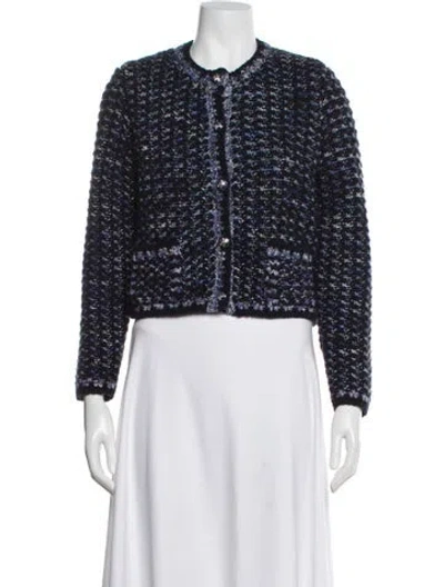 Pre-owned Ba&sh Wool Printed Evening Jacket W/ Tags In Blue