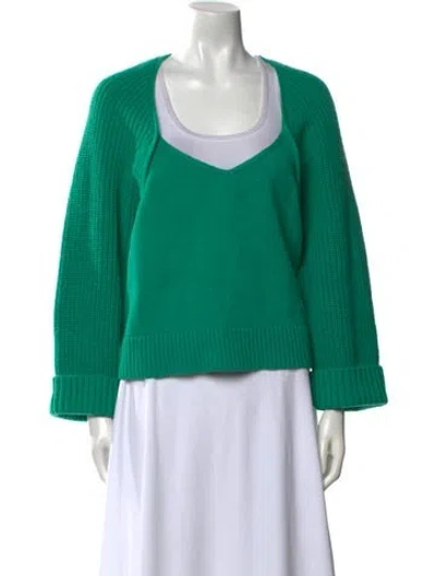 Pre-owned Ba&sh Wool Scoop Neck Sweater In Green