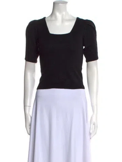 Pre-owned Ba&sh Wool Square Neckline Crop Top In Black