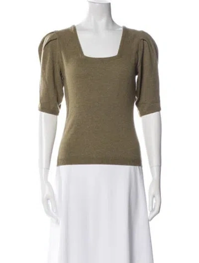 Pre-owned Ba&sh Wool Square Neckline Top In Green