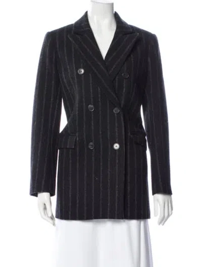 Pre-owned Ba&sh Wool Striped Blazer In Blue