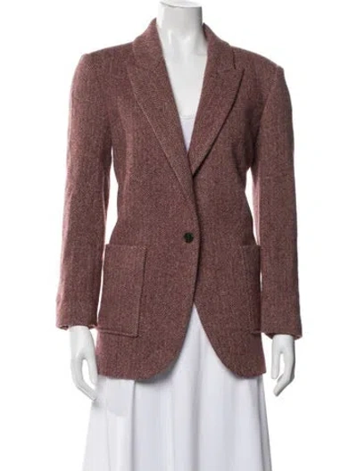 Pre-owned Ba&sh Wool Tweed Pattern Blazer In Red