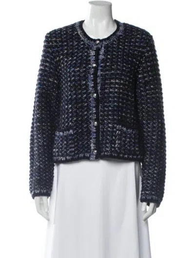 Pre-owned Ba&sh Wool Tweed Pattern Evening Jacket In Blue