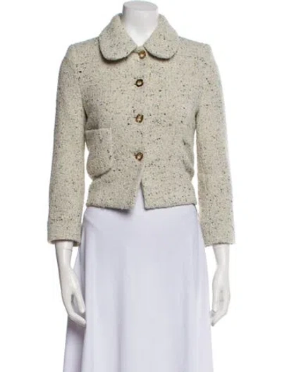 Pre-owned Ba&sh Wool Tweed Pattern Evening Jacket In Neutral