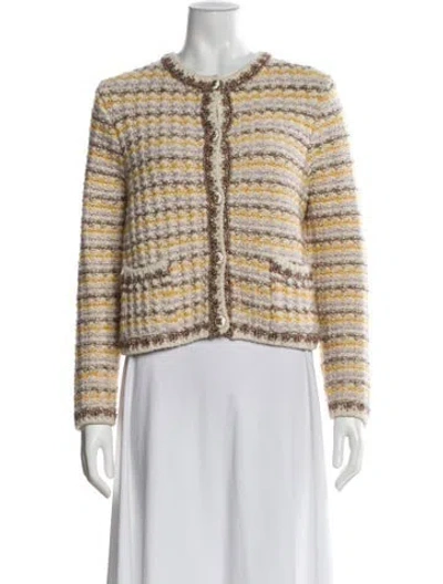 Pre-owned Ba&sh Wool Tweed Pattern Evening Jacket In Yellow