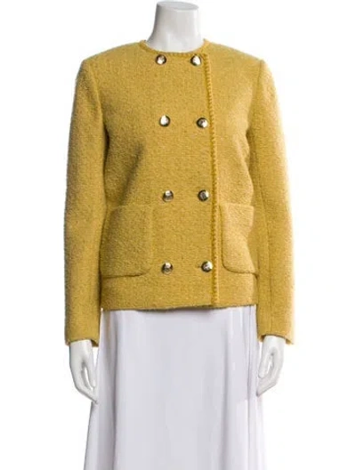 Pre-owned Ba&sh Wool Tweed Pattern Evening Jacket In Yellow