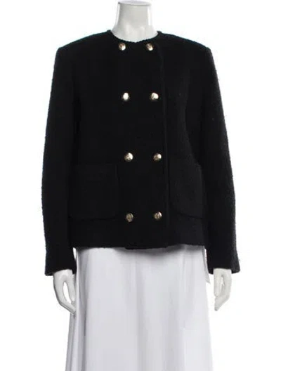 Pre-owned Ba&sh Wool Tweed Pattern Jacket In Black