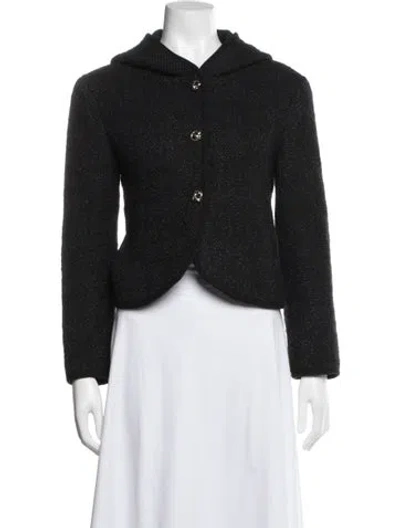 Pre-owned Ba&sh Wool Tweed Pattern Jacket In Black