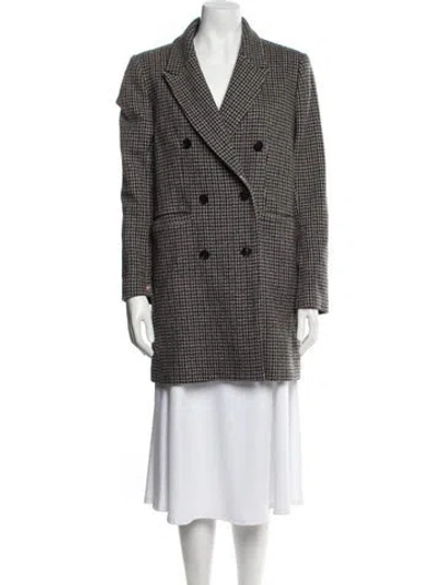 Pre-owned Ba&sh Wool Tweed Pattern Peacoat In Brown