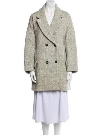 Pre-owned Ba&sh Wool Tweed Pattern Peacoat W/ Tags In Neutral