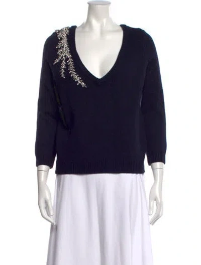 Pre-owned Ba&sh Wool V-neck Sweater In Blue