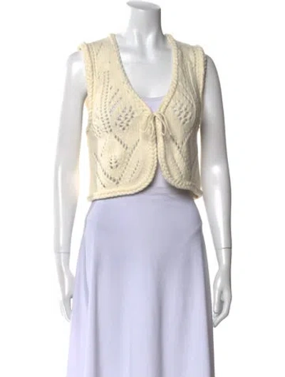 Pre-owned Ba&sh Wool V-neck Sweater W/ Tags In Neutral