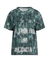 B.a. Printed Artworks B. A. Printed Artworks Woman T-shirt Deep Teal Size S Cotton, Linen In Green