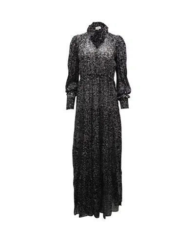 Ba&sh Ba & Sh Alegria Printed Metallic Fil Coupe Georgette Maxi Dress In Black Viscose