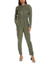 Ba&sh Anissa Pleated Utility Jumpsuit In Kaki