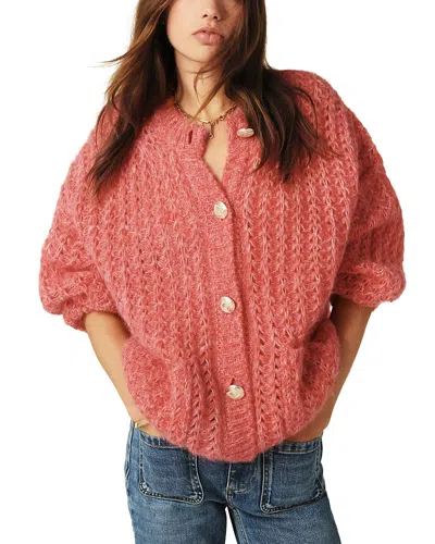 Ba&sh Ba & Sh Bosic Round Neck Cardigan Sweater In Red