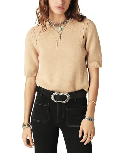 Ba&sh Cachma Short Sleeve Sweater In Camel In Brown
