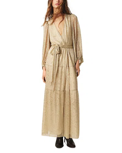 Ba&sh Ba & Sh Cala Open Back Wrap Maxi Dress In Gold