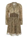 Ba&sh 'camelia' Multicolor Dress With V-neck And All-over Print In Brown