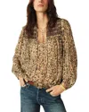 Ba&sh Multicolor Shirt With Lace Closure And All-over Print In Viscose Woman In Off White