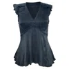 Ba&sh Ba & Sh Carey Ruffle Top In Black Cupro In Black
