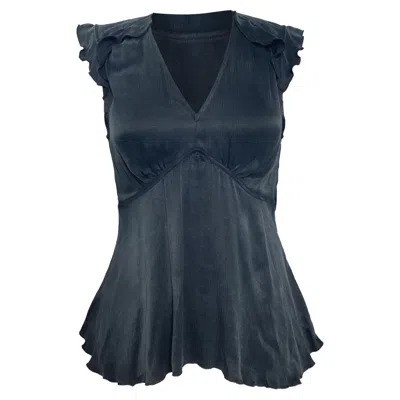 Ba&sh Ba & Sh Carey Ruffle Top In Black Cupro