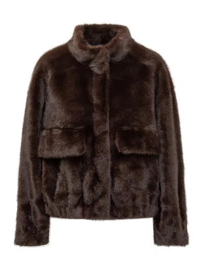 Ba&sh Paros Oversized Faux-fur Coat In Brown