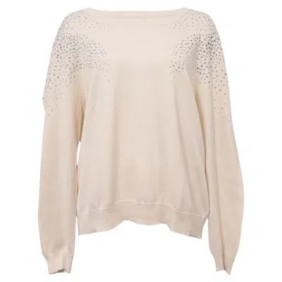 Ba&sh Ba & Sh Embellished Crewneck Sweater In White Cotton