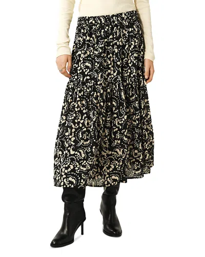 Ba&sh Ba & Sh Eola Floral Tiered Midi Skirt In Black