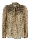 Ba&sh Multicolor Shirt With Lace Closure And All-over Print In Viscose Woman In Brown