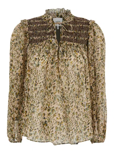 Ba&sh Multicolor Shirt With Lace Closure And All-over Print In Viscose Woman