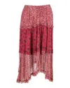Ba&sh Gapi Tiered Midi Skirt In Red Linen In Red