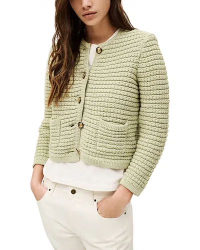 Ba&sh Ba & Sh Gaspard Crewneck Cardigan Sweater In Sage