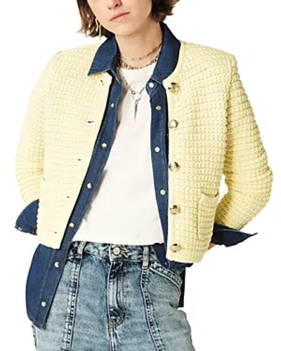 Ba&sh Ba & Sh Gaspard Crewneck Cardigan Sweater In Yellow