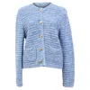 Ba&sh Crochet-knit Button-up Cardigan In Bleu
