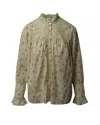 Ba&sh Ba & Sh Haby Floral Print Lace Trim Blouse In Yellow Cotton In Yellow